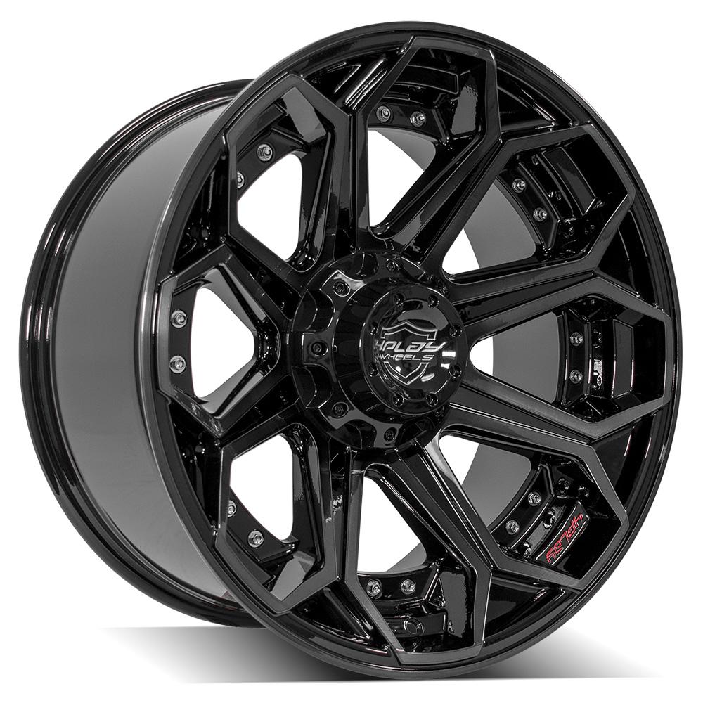 4P80R 20x10 Gloss Black w/ Brushed Face & Tinted Clear WHEELS