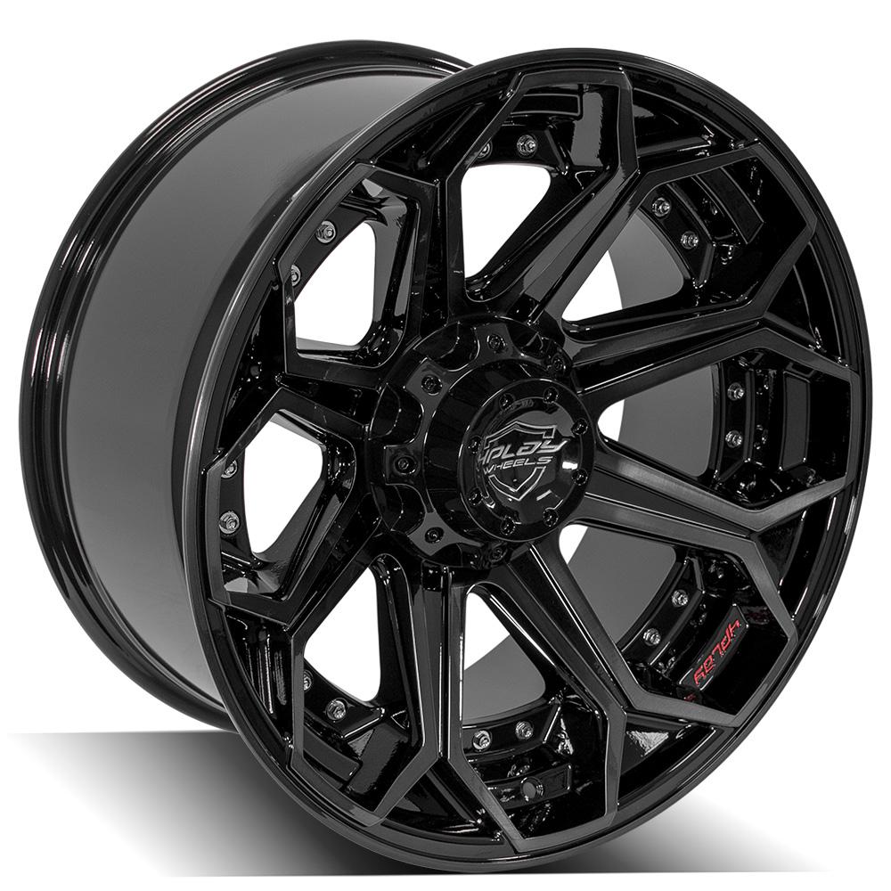 4P80R 20x10 Gloss Black w/ Brushed Face & Tinted Clear WHEELS