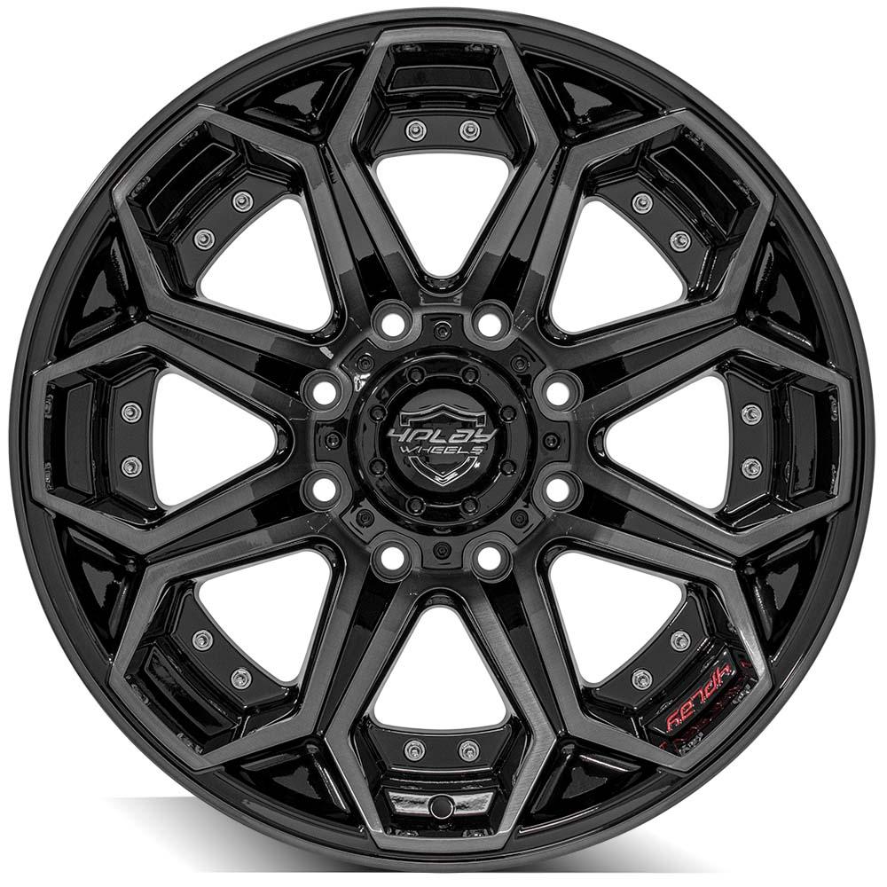 4P80R 20x10 Gloss Black w/ Brushed Face & Tinted Clear WHEELS