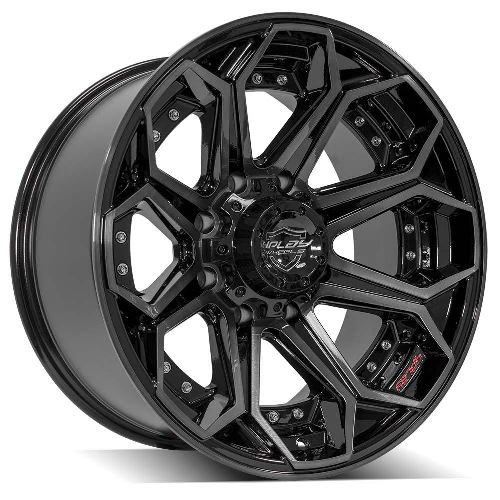 4P80R 20x10 Gloss Black w/ Brushed Face & Tinted Clear WHEELS