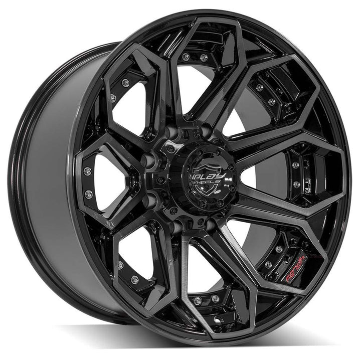 4P80R 20x10 Gloss Black w/ Brushed Face & Tinted Clear WHEELS