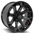 4P80R 22x10 Gloss Black w/ Brushed Face & Tinted Clear WHEELS