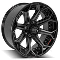 4P80R 22x10 Gloss Black w/ Brushed Face & Tinted Clear WHEELS