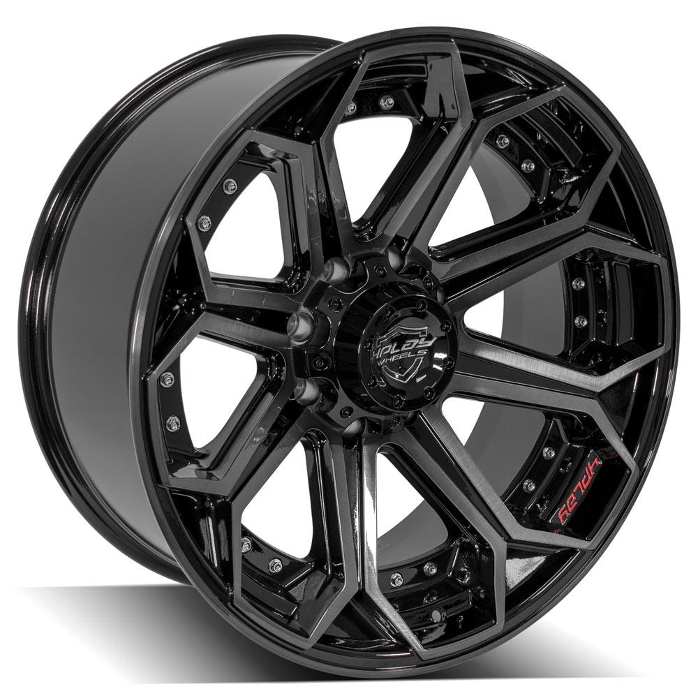 4P80R 22x10 Gloss Black w/ Brushed Face & Tinted Clear WHEELS