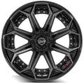 4P80R 22x12 Gloss Black w/ Brushed Face & Tinted Clear WHEELS