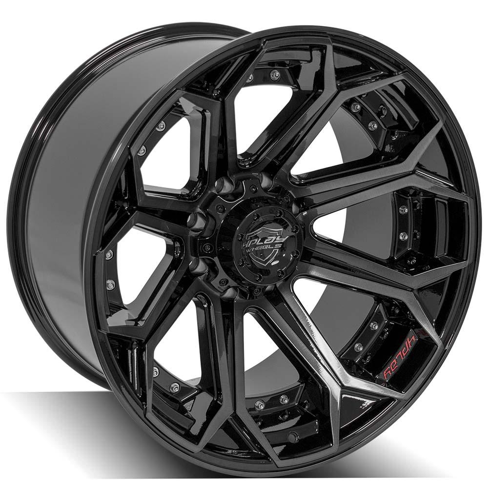 4P80R 22x12 Gloss Black w/ Brushed Face & Tinted Clear WHEELS