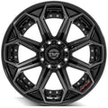 4P80R 22x12 Gloss Black w/ Brushed Face & Tinted Clear WHEELS