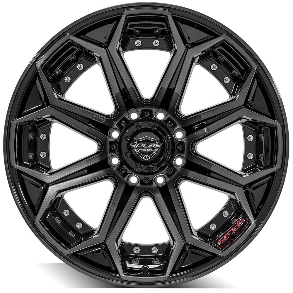 4P80R 22x12 Gloss Black w/ Brushed Face & Tinted Clear WHEELS