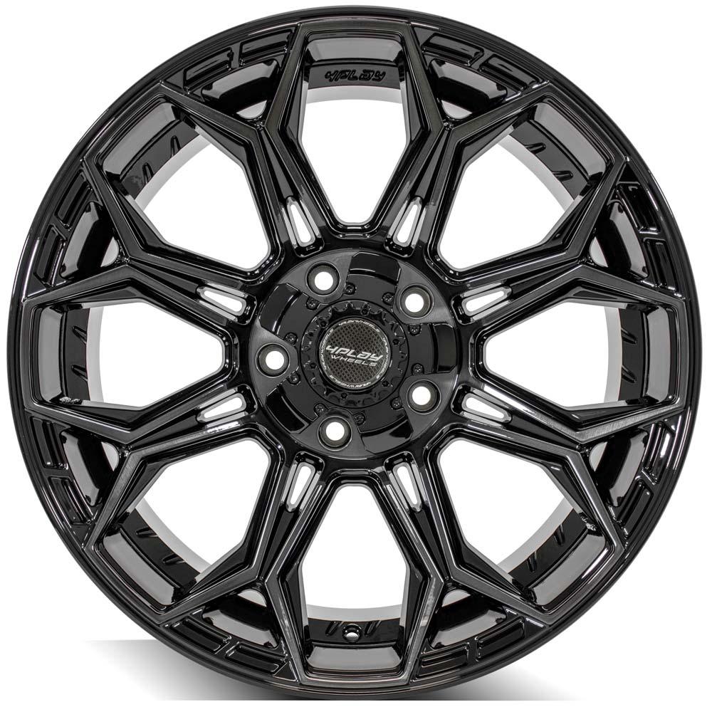 4P83 20x10 Gloss Black w/ Brushed Face & Tinted Clear WHEELS
