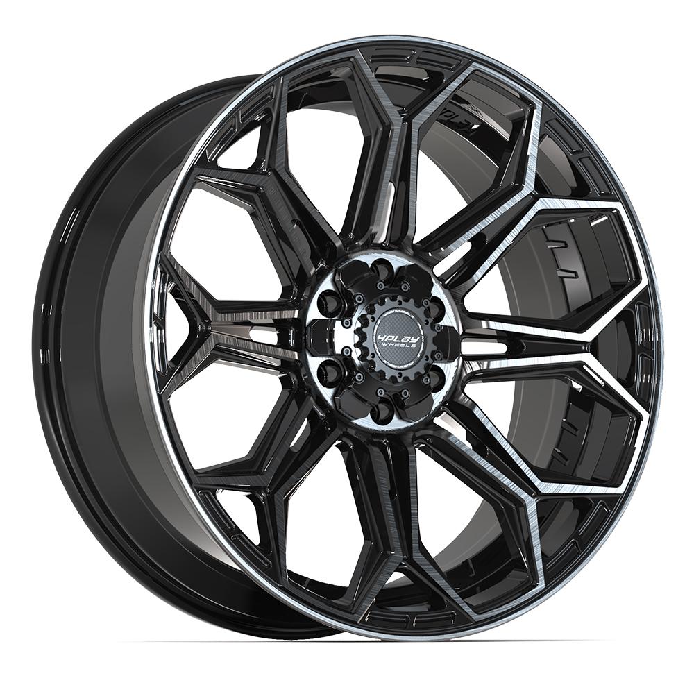 4P83 22x9 Gloss Black w/ Brushed Face & Tinted Clear WHEELS