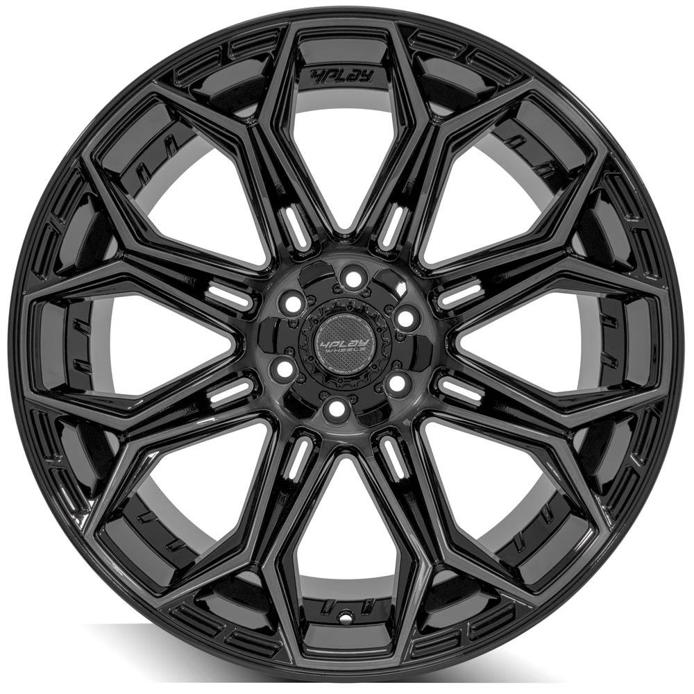 4P83 22x12 Gloss Black w/ Brushed Face & Tinted Clear WHEELS