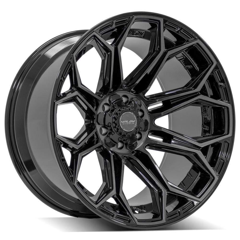 4P83 22x12 Gloss Black w/ Brushed Face & Tinted Clear WHEELS