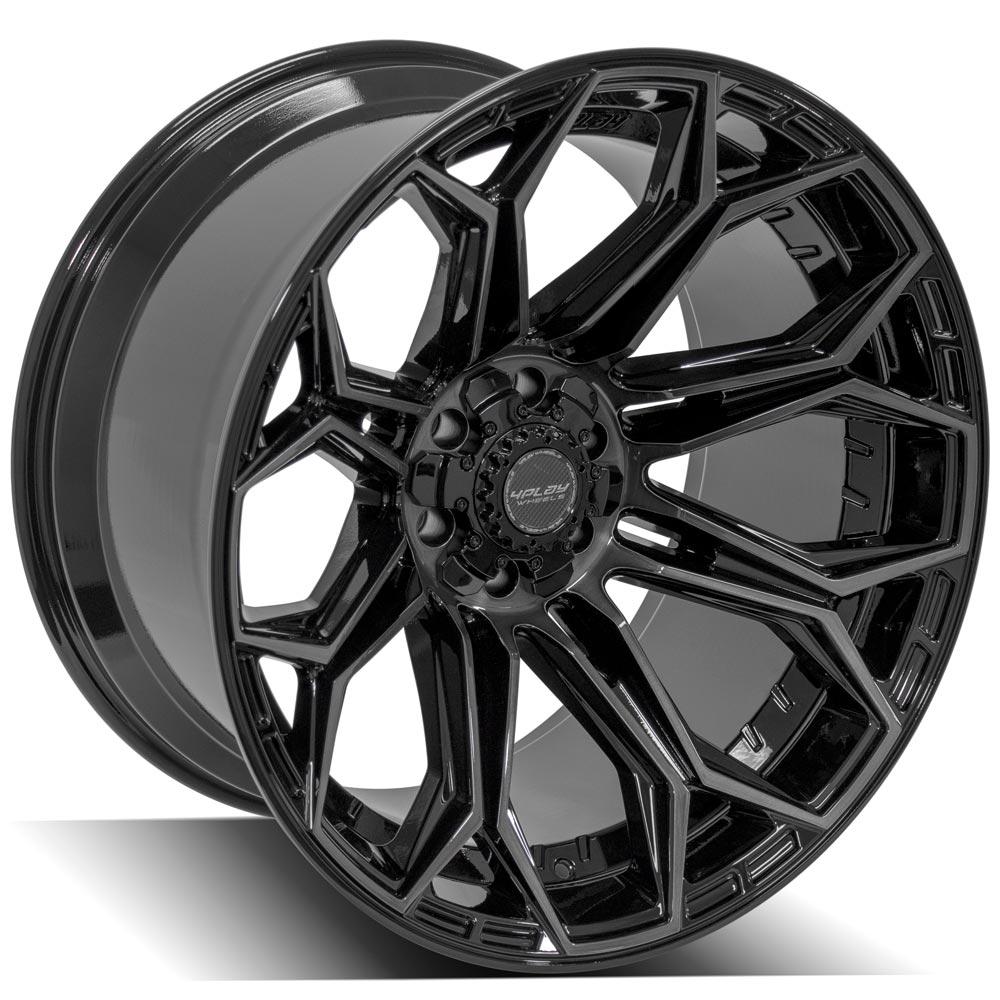 4P83 22x12 Gloss Black w/ Brushed Face & Tinted Clear WHEELS