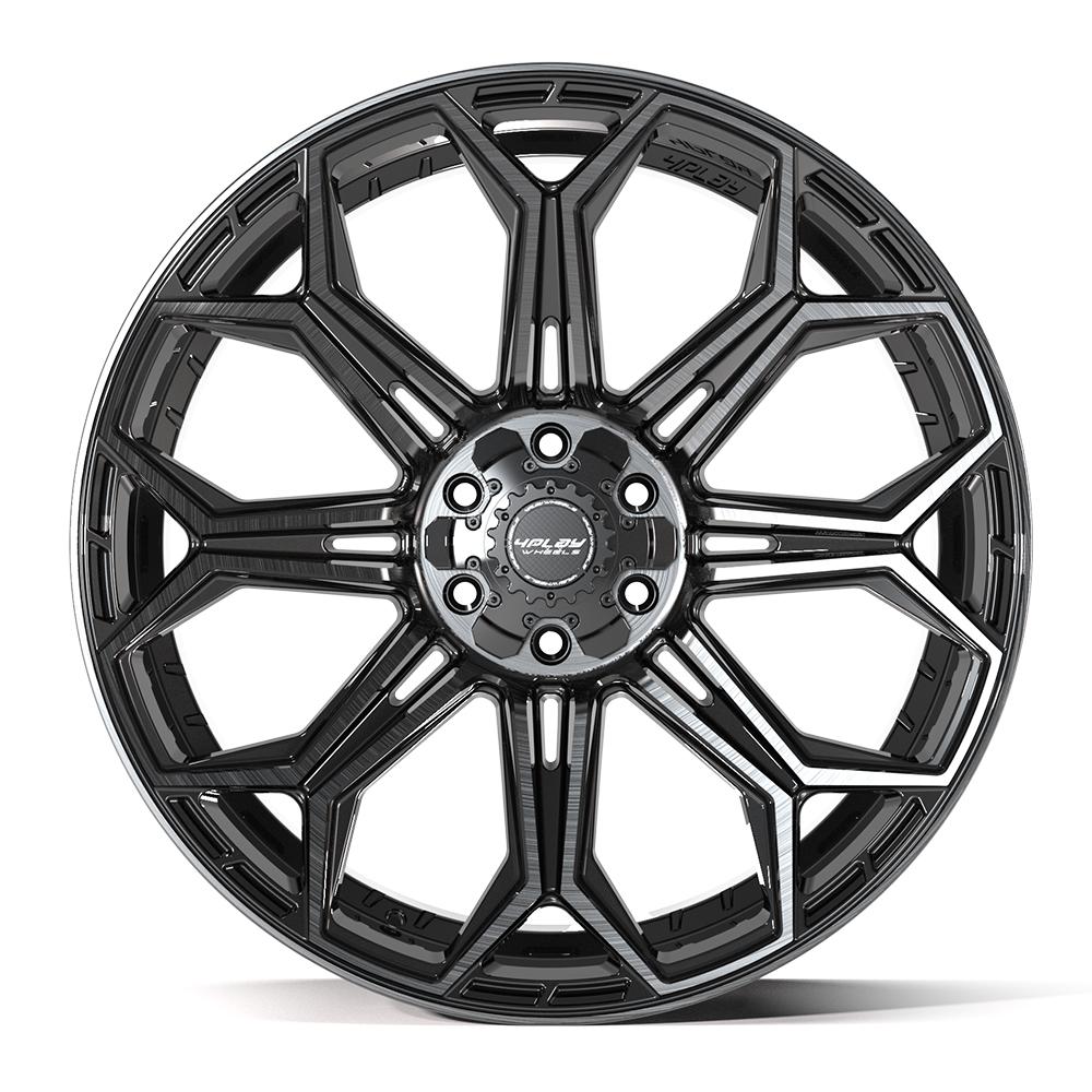 4P83 24x10 Gloss Black w/ Brushed Face & Tinted Clear WHEELS