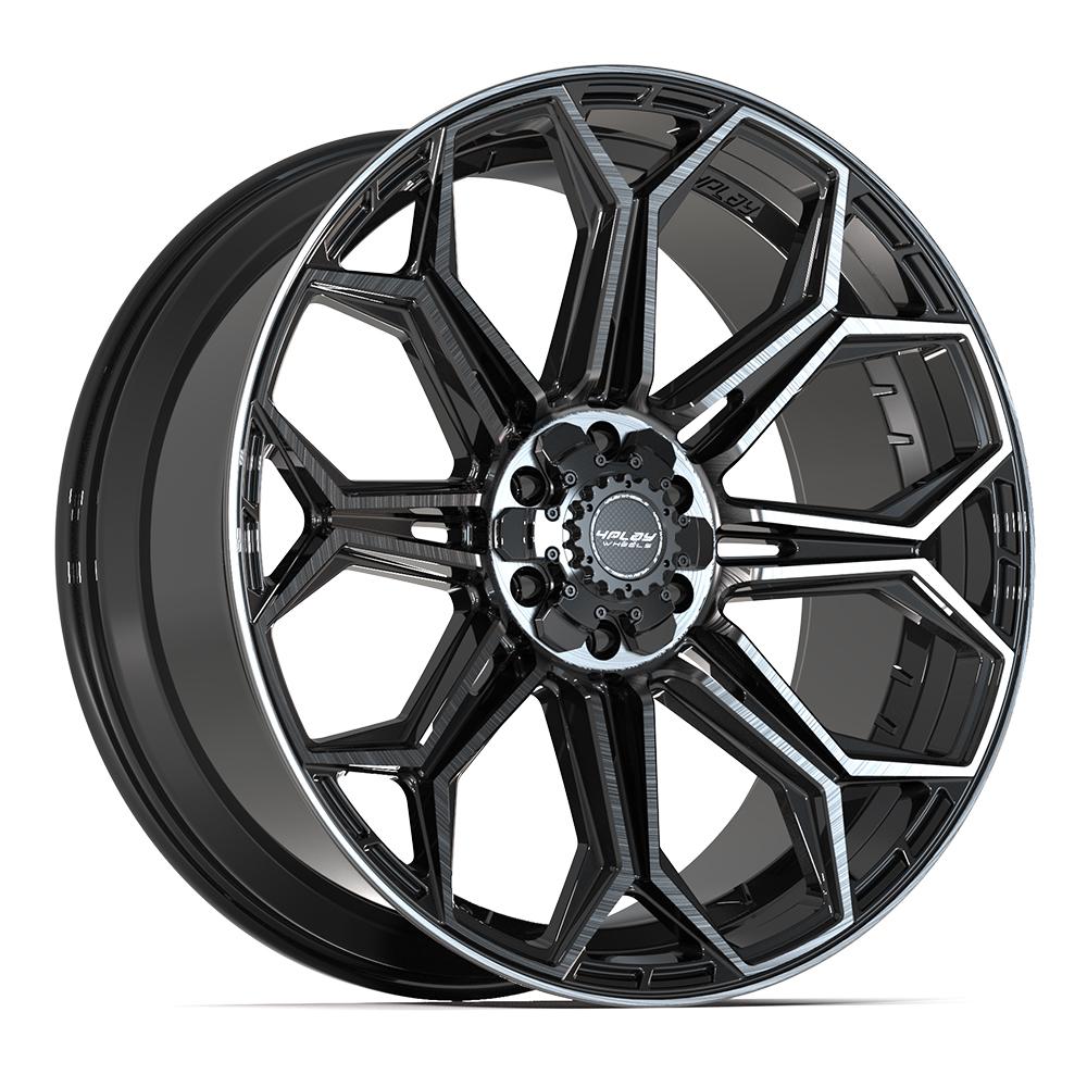 4P83 24x10 Gloss Black w/ Brushed Face & Tinted Clear WHEELS