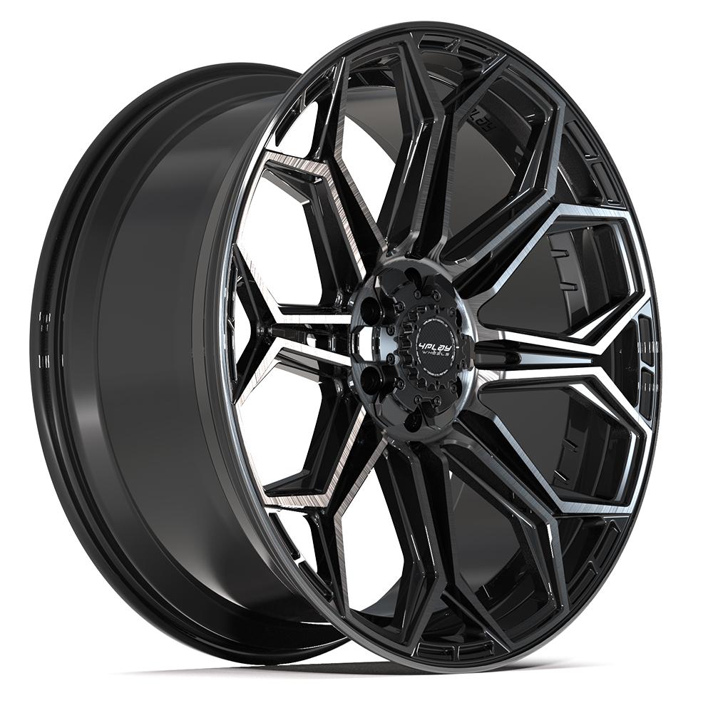 4P83 24x10 Gloss Black w/ Brushed Face & Tinted Clear WHEELS