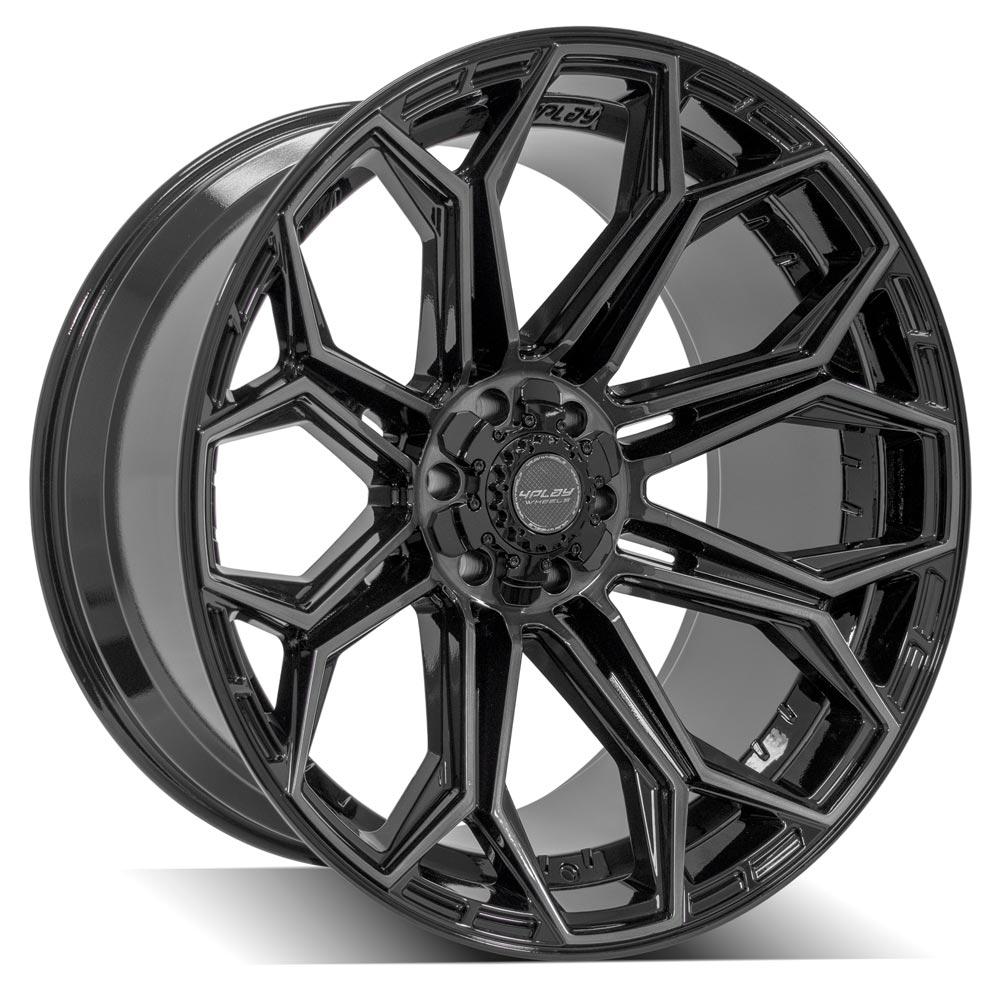 4P83 24x12 Gloss Black w/ Brushed Face & Tinted Clear WHEELS