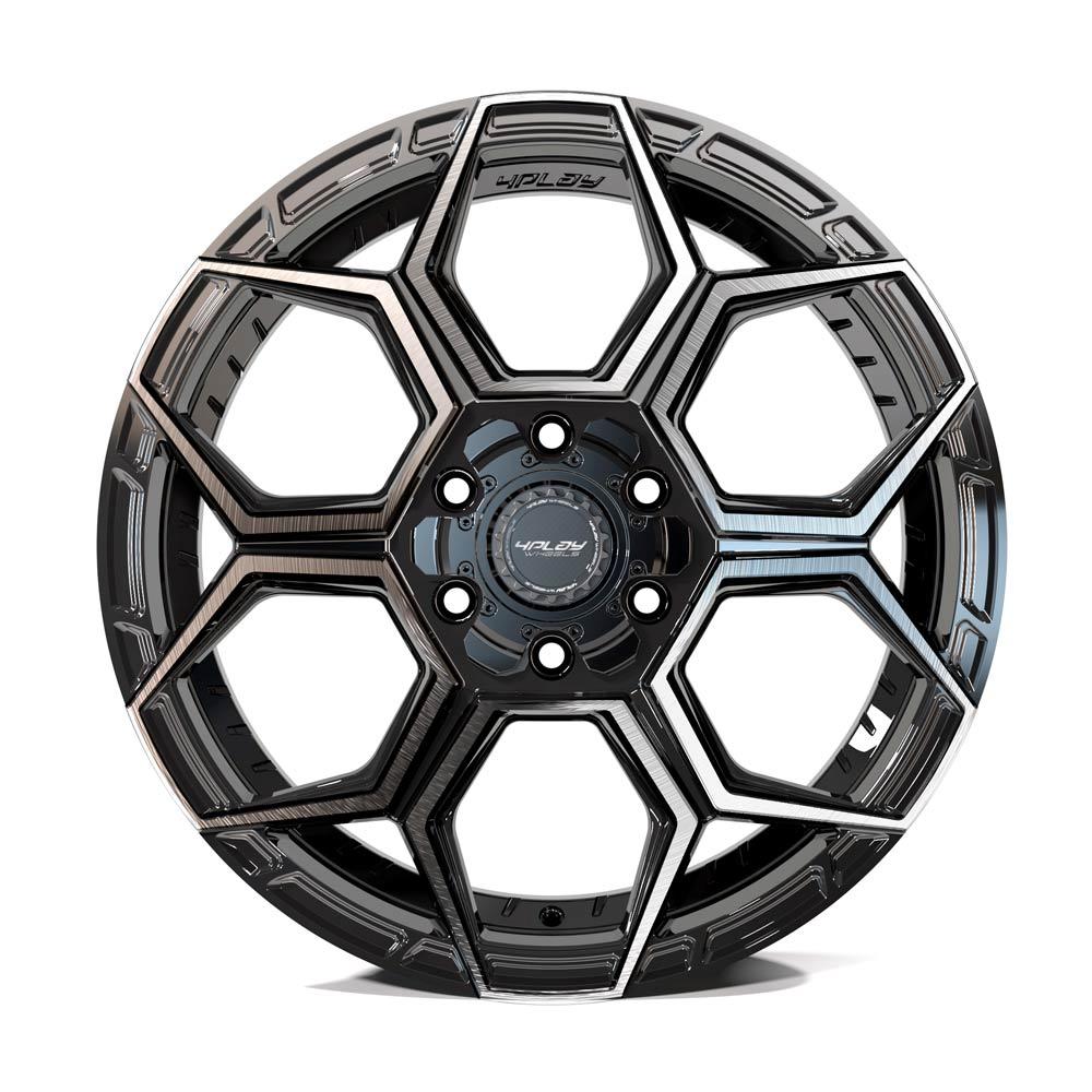 4PS26 18x8 Gloss Black w/ Brushed Face & Tinted Clear WHEELS