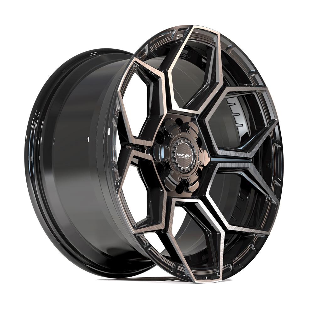 4PS26 18x8 Gloss Black w/ Brushed Face & Tinted Clear WHEELS