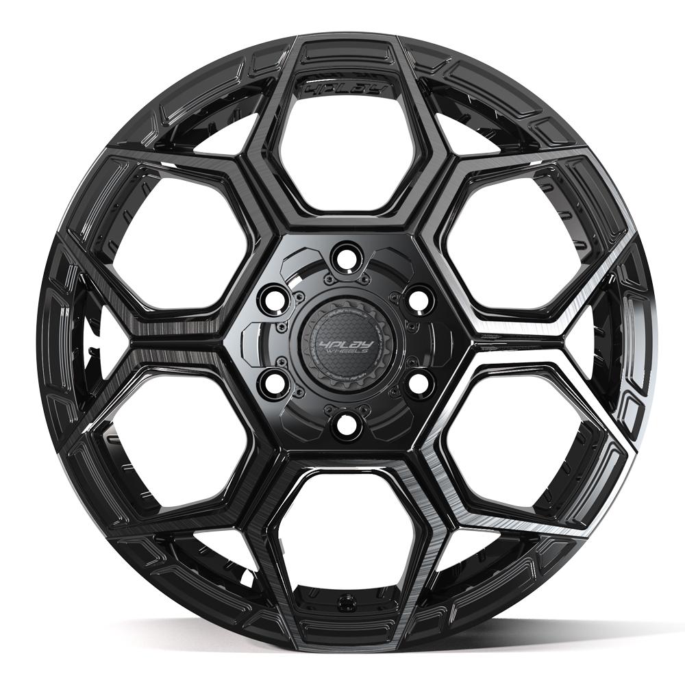 4PS26 18x9 Gloss Black w/ Brushed Face & Tinted Clear WHEELS