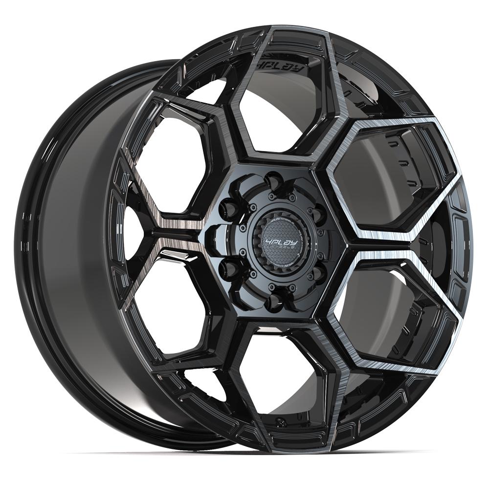 4PS26 18x9 Gloss Black w/ Brushed Face & Tinted Clear WHEELS