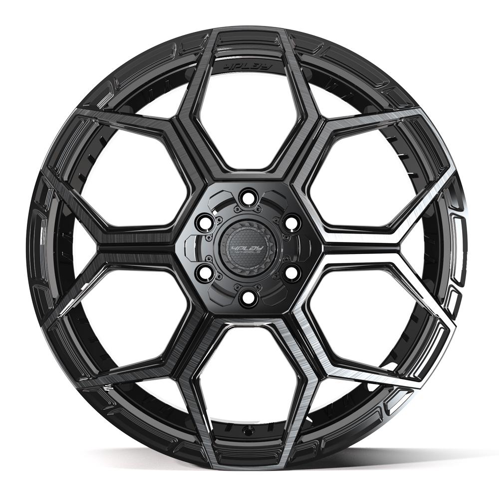 4PS26 22x10 Gloss Black w/ Brushed Face & Tinted Clear WHEELS