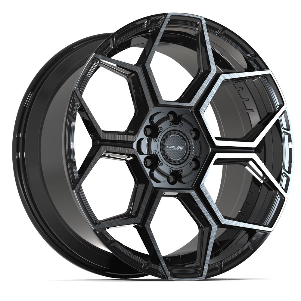 4PS26 22x10 Gloss Black w/ Brushed Face & Tinted Clear WHEELS