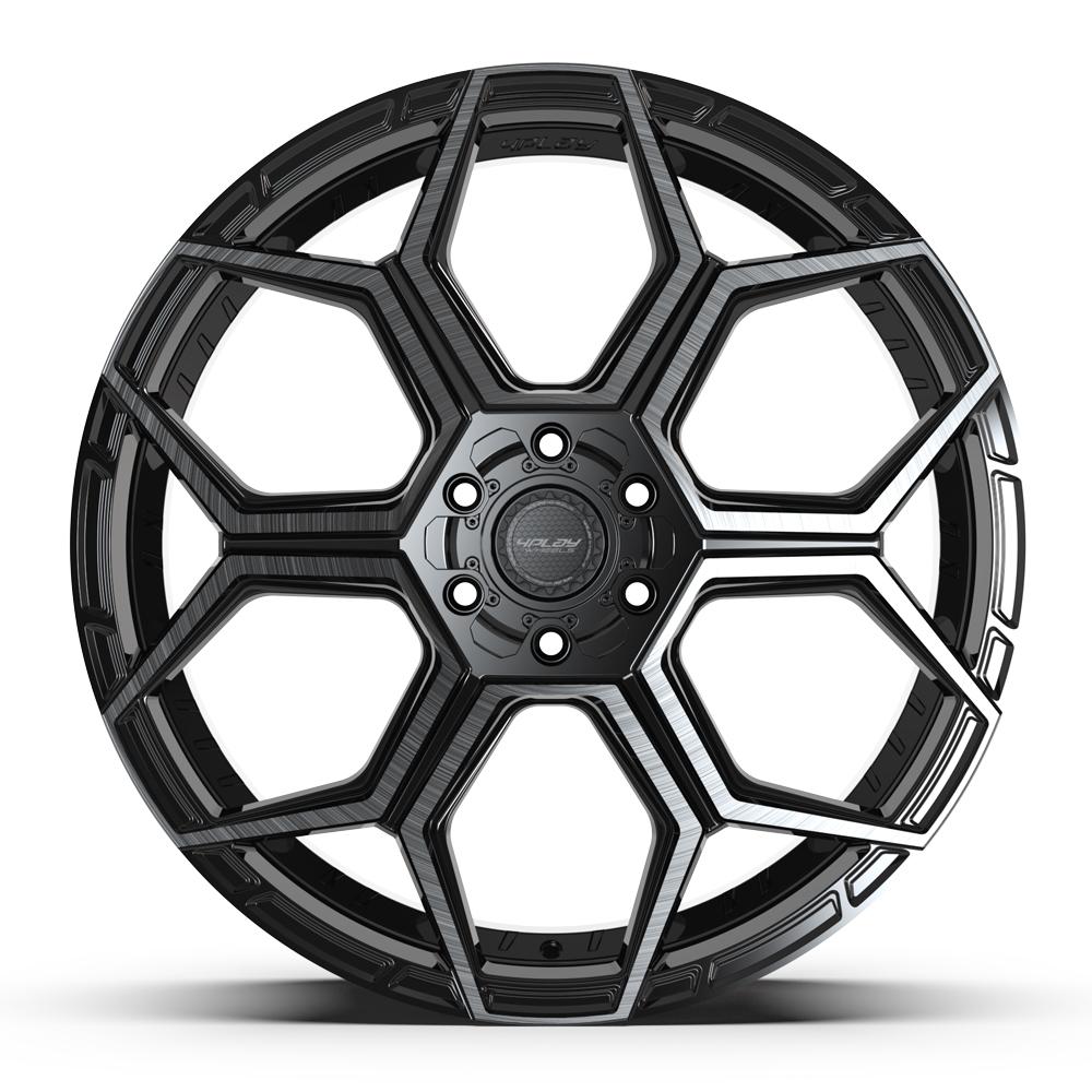 4PS26 24x10 Gloss Black w/ Brushed Face & Tinted Clear WHEELS