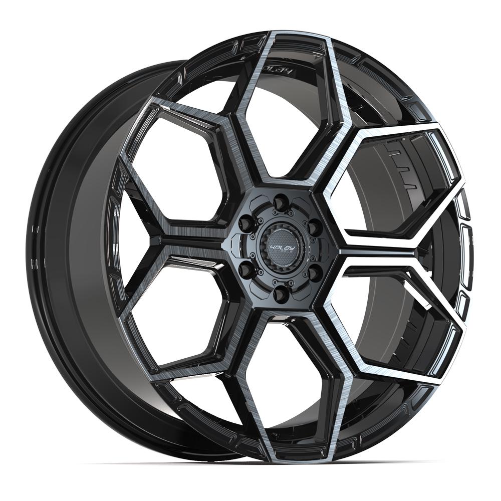 4PS26 24x10 Gloss Black w/ Brushed Face & Tinted Clear WHEELS