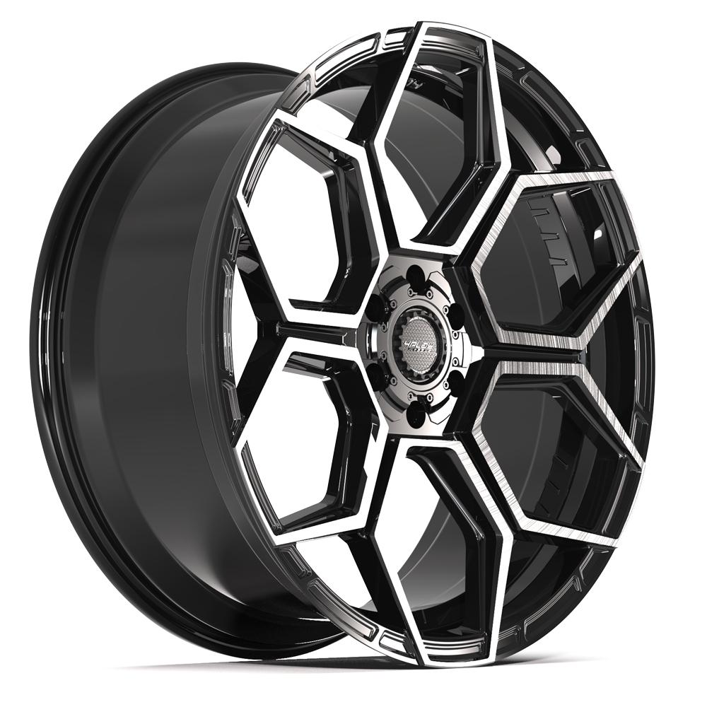 4PS26 24x10 Gloss Black w/ Brushed Face & Tinted Clear WHEELS