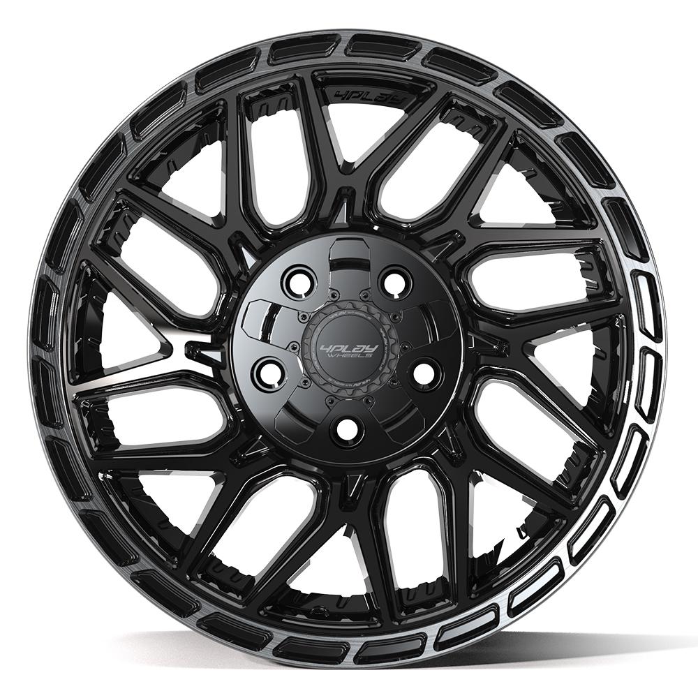 4PS28 17x9 Gloss Black w/ Brushed Face & Tinted Clear WHEELS