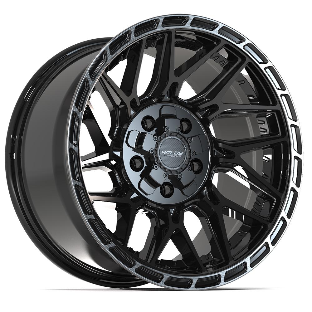 4PS28 17x9 Gloss Black w/ Brushed Face & Tinted Clear WHEELS