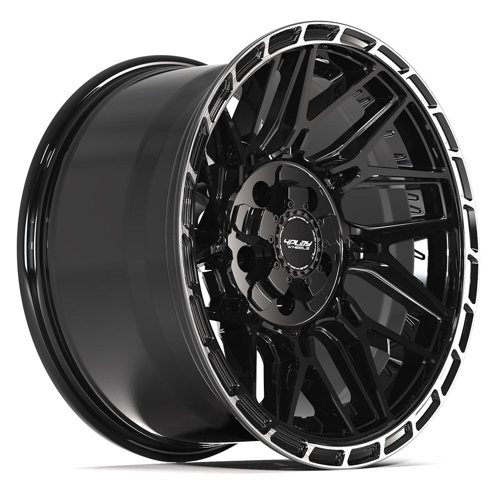 4PS28 17x9 Gloss Black w/ Brushed Face & Tinted Clear WHEELS
