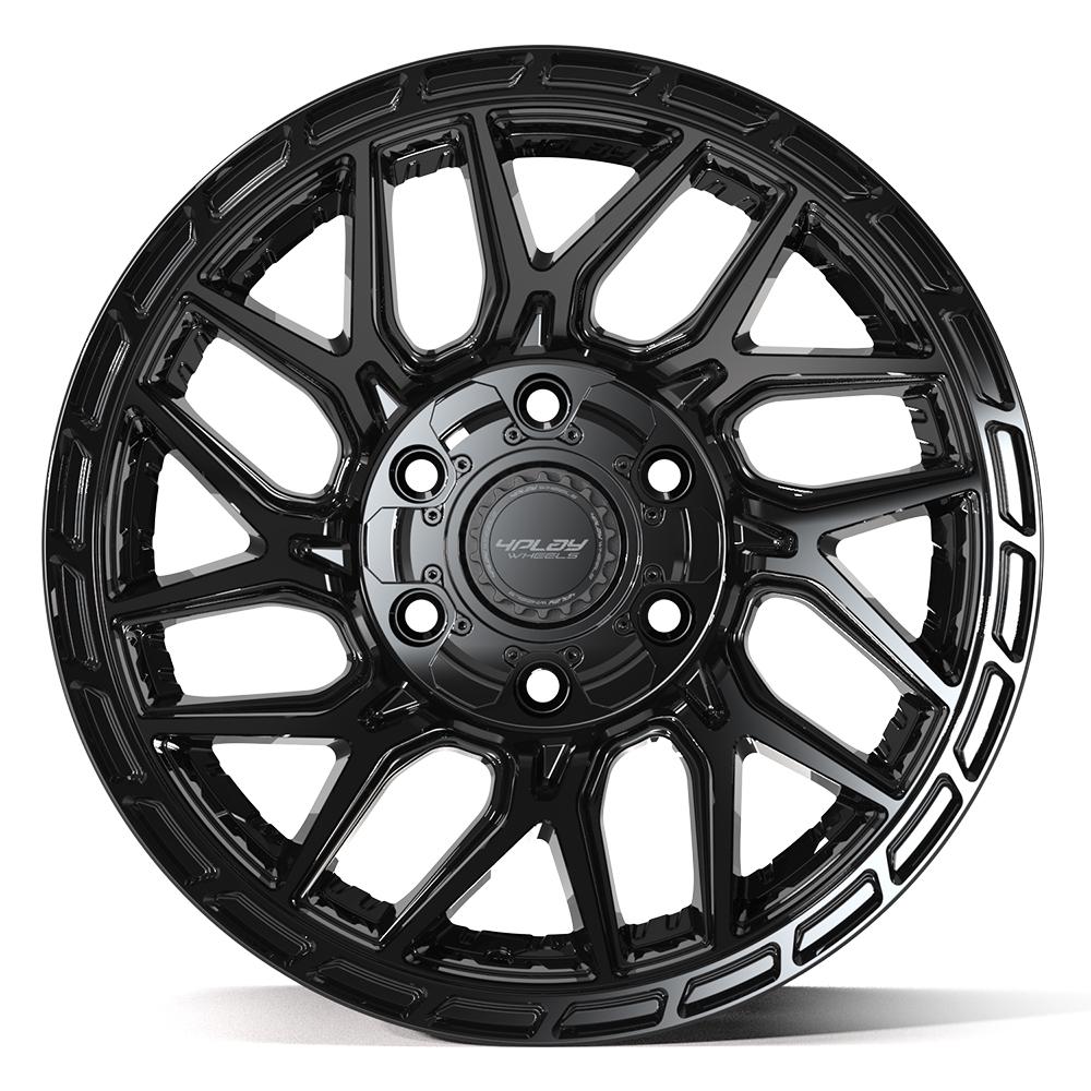4PS28 17x9 Gloss Black w/ Brushed Face & Tinted Clear WHEELS