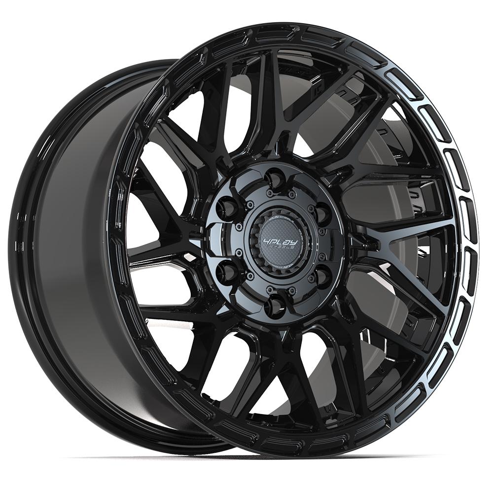 4PS28 17x9 Gloss Black w/ Brushed Face & Tinted Clear WHEELS