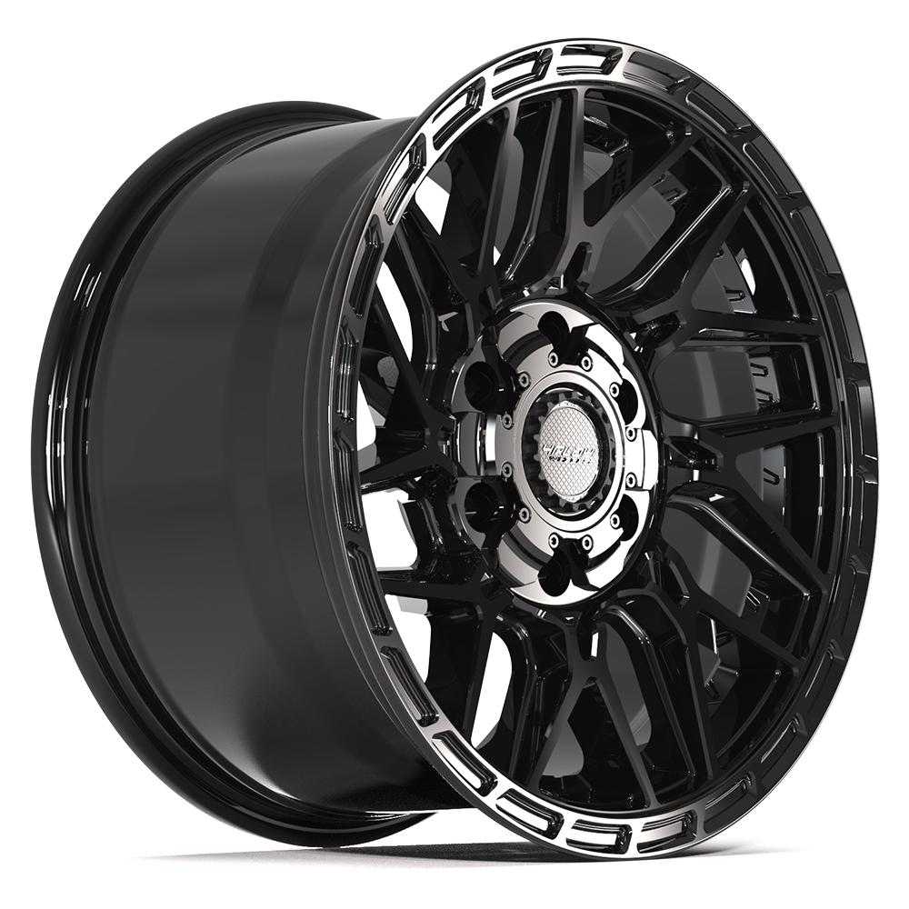 4PS28 17x9 Gloss Black w/ Brushed Face & Tinted Clear WHEELS