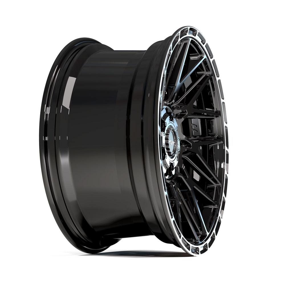 4PS28 18x8 Gloss Black w/ Brushed Face & Tinted Clear WHEELS