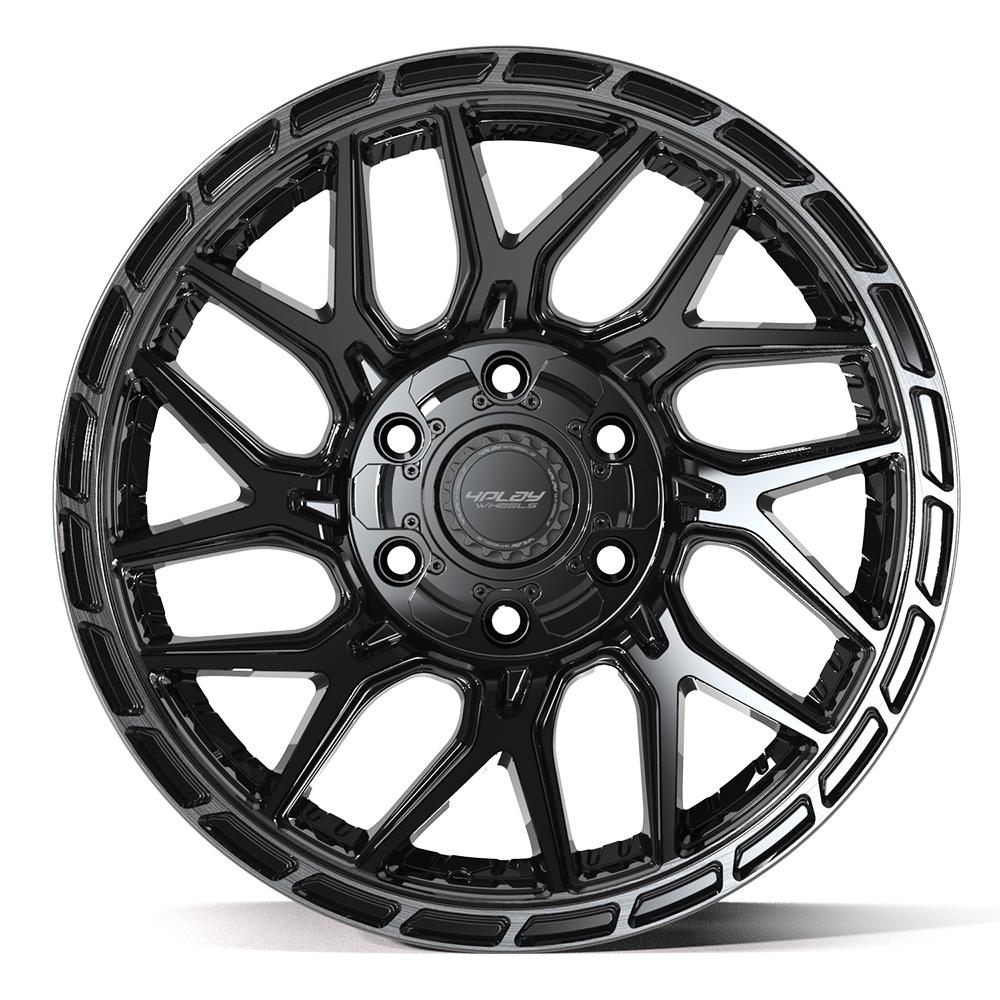 4PS28 18x9 Gloss Black w/ Brushed Face & Tinted Clear WHEELS