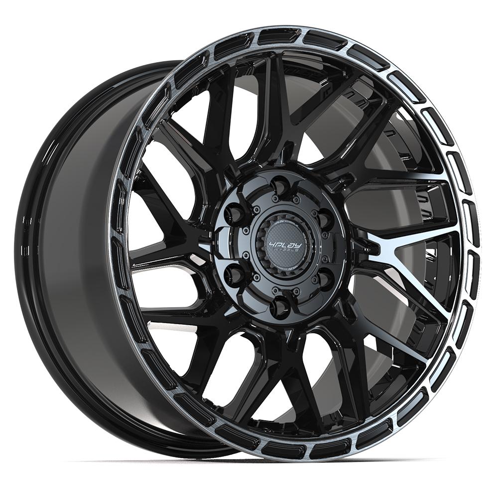 4PS28 18x9 Gloss Black w/ Brushed Face & Tinted Clear WHEELS