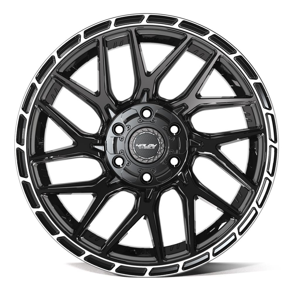 4PS28 20x9 Gloss Black w/ Brushed Face & Tinted Clear WHEELS