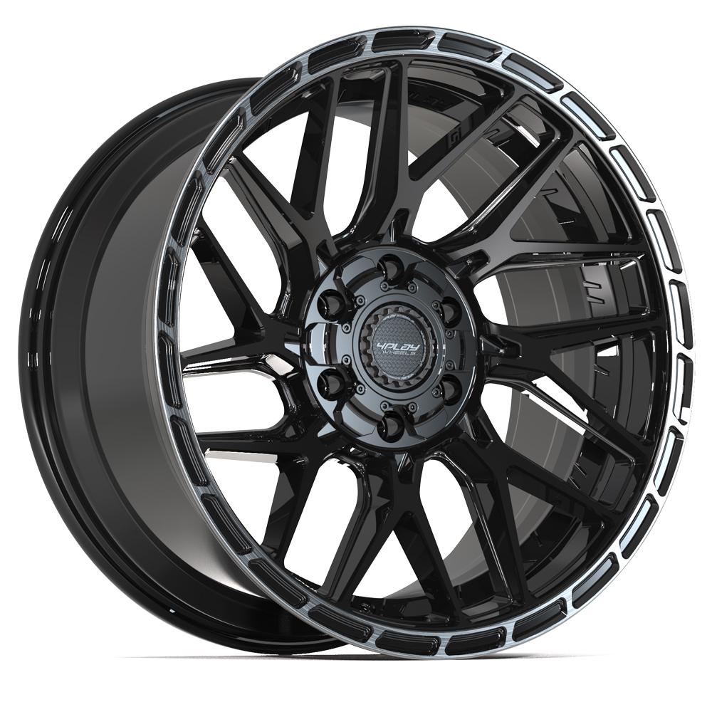 4PS28 20x9 Gloss Black w/ Brushed Face & Tinted Clear WHEELS