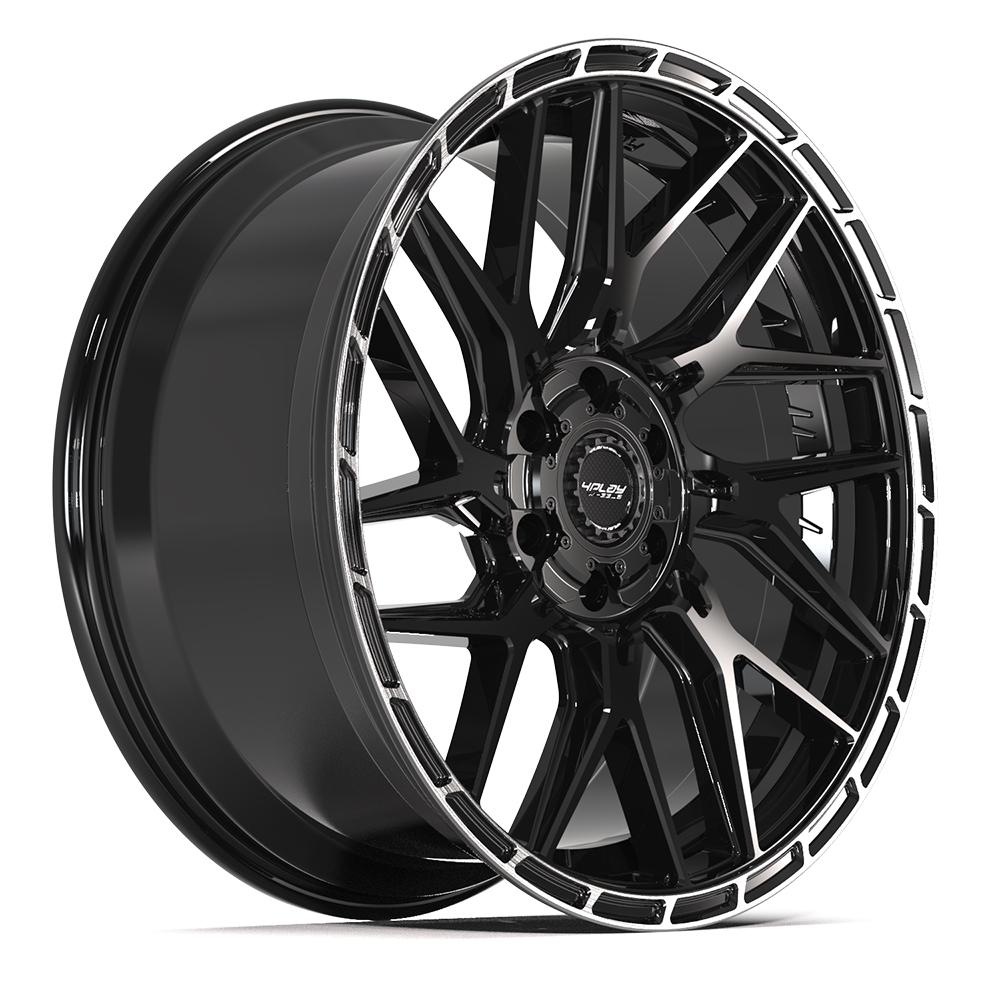 4PS28 22x10 Gloss Black w/ Brushed Face & Tinted Clear WHEELS