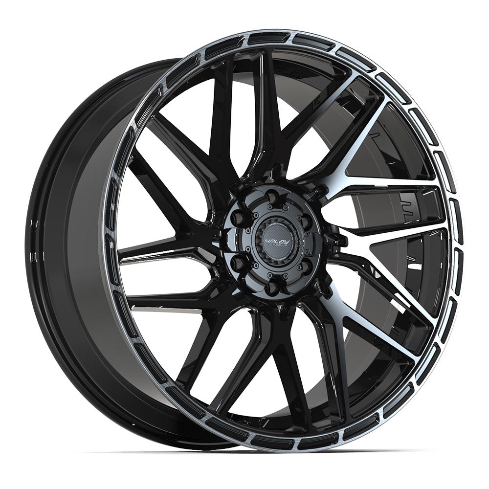 4PS28 24x10 Gloss Black w/ Brushed Face & Tinted Clear WHEELS