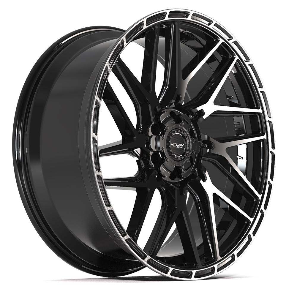 4PS28 24x10 Gloss Black w/ Brushed Face & Tinted Clear WHEELS