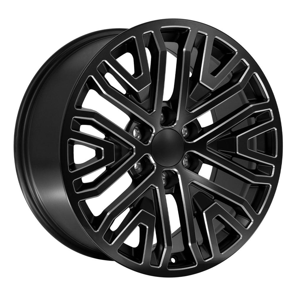 20" Replica CV37 fits GMC Sierra 1500 Black with Milled Edge