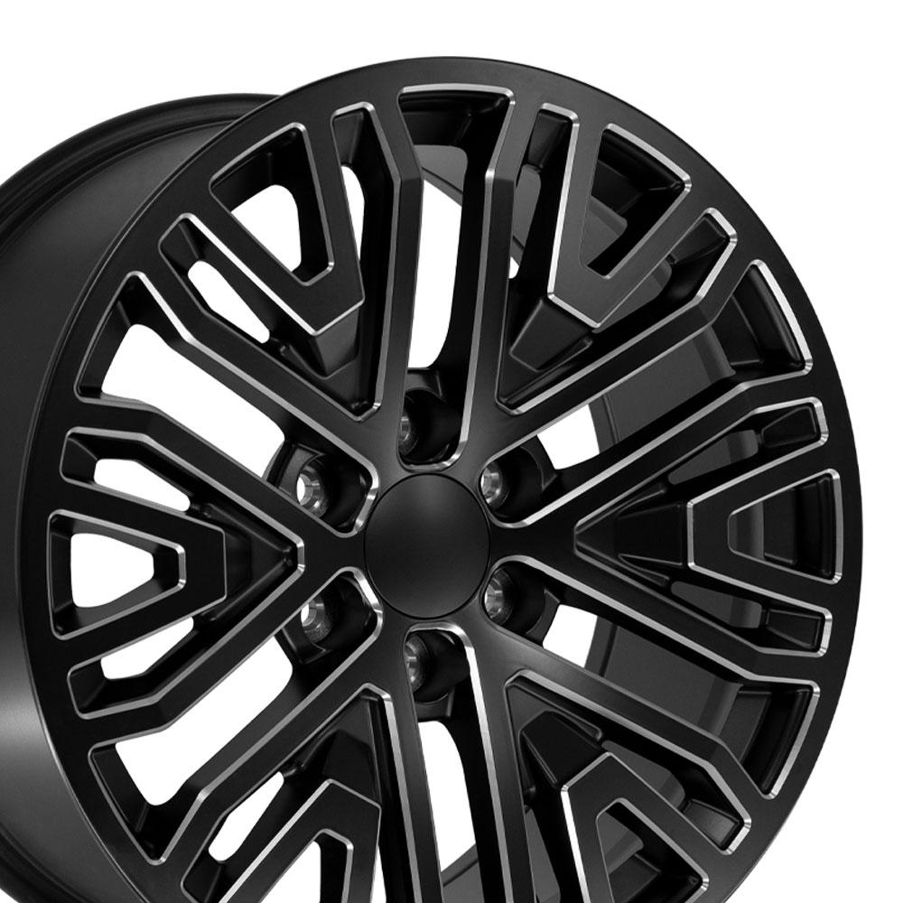 20" Replica CV37 fits GMC Sierra 1500 Black with Milled Edge