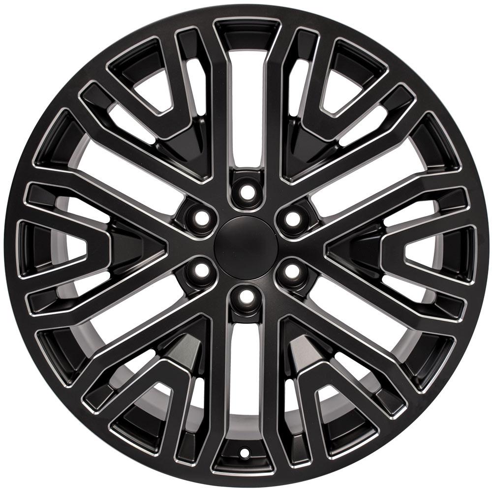 22" Replica CV37 fits GMC Sierra Black Milled