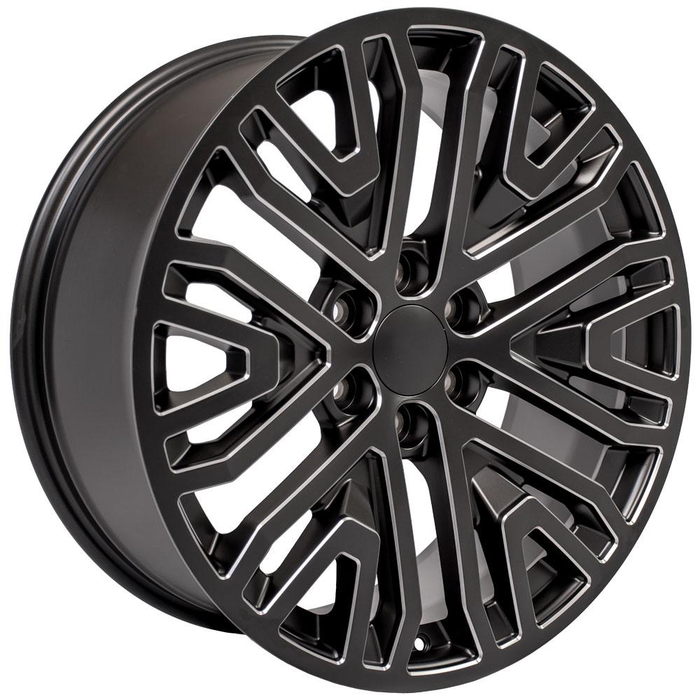 22" Replica CV37 fits GMC Sierra Black Milled