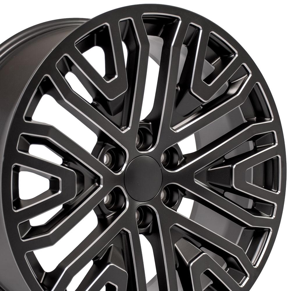 22" Replica CV37 fits GMC Sierra Black Milled