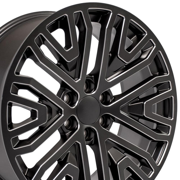 22" Replica CV37 fits GMC Sierra Black Milled